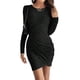 thumbnail image 1 of Vestido de Otoño para Mujer, Larga, Punto Acanalado, Informal, Ajustado, Ligero, Minivestido Tipo Suéter. Negro M, 1 of 10