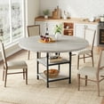 thumbnail image 1 of Roman Column Round Dining Table for 4-6 - 1.2'' Thick MDF Top with Built-in Storage - Metal Base - Modern Design Kitchen, Dining or Living Room Table - Grey, 1 of 8