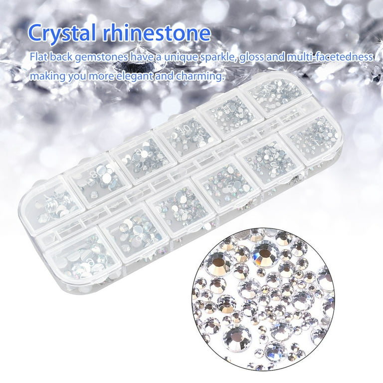 3456 Pcs Crystals Diamond Rhinestones AB Clear Flat Back Round Gems  Flatback Glass Crystals Mixed Size Crystals Gems for Crafts Nail Clothes  Shoes