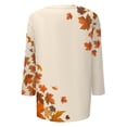 thumbnail image 7 of Womens Crew Neck 3/4 Length Sleeve Tees Fall Leaf Graphic Print Loose Fit Casual Shirts Curved Hem Lightweight Dressy Tunic Tops ,S,Ginger, 7 of 7