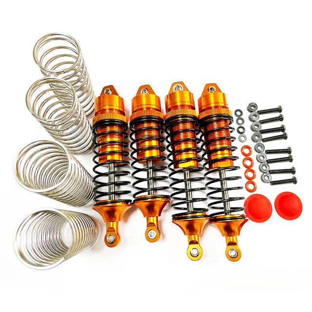 Amortiguador trasero Ounissouiy 4 Uds 1/10 Aleación de aluminio Naranja