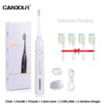 thumbnail image 3 of Cepillo de dientes eléctrico sónico CANDOUR 5166 para adultos, recargable por USB, con temporizador, con cabezal de repuesto de 8 piezas, 3 of 5