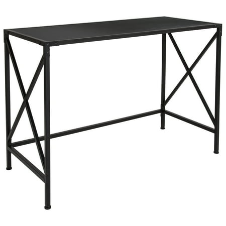Tiverton Collection Flash Furniture Industrial Style Computer Desk with X Frame in Dark Ash