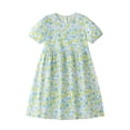 thumbnail image 5 of Amidoa Girls Summer Dresses Puff Sleeve A-Line Short Sleeve Floral Print Dresses Casual Kids Print Cotton Sundress White Size 10, 5 of 5