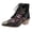 Black, variant on Womens Retro Ethnic Ankle Booties Floral Embroidered Cowboy Boots Pointed Toe Chunky Block Heel Combat Boots Lace up Dress Short Booties Black 6.5