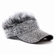 thumbnail image 1 of Gorra de béisbol lisa con visera solar con strass y pelo sintético, 1 of 3