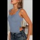 thumbnail image 4 of Tops Cortos para Salir de Mujer, Camisetas Sin Espalda, Ropa Básica de Verano Y2K para Adolescentes, Ropa , Azul M, 4 of 7