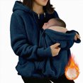 thumbnail image 5 of Cdudpw Maternity Coat Winter Cozy Carrier Mom Coats Sherpa Jacket 3-In-1 Sherpa Fleece Jacket,Zipper Maternity and Kangaroo Carrier Coat Clothes(S356-Blue), 5 of 7