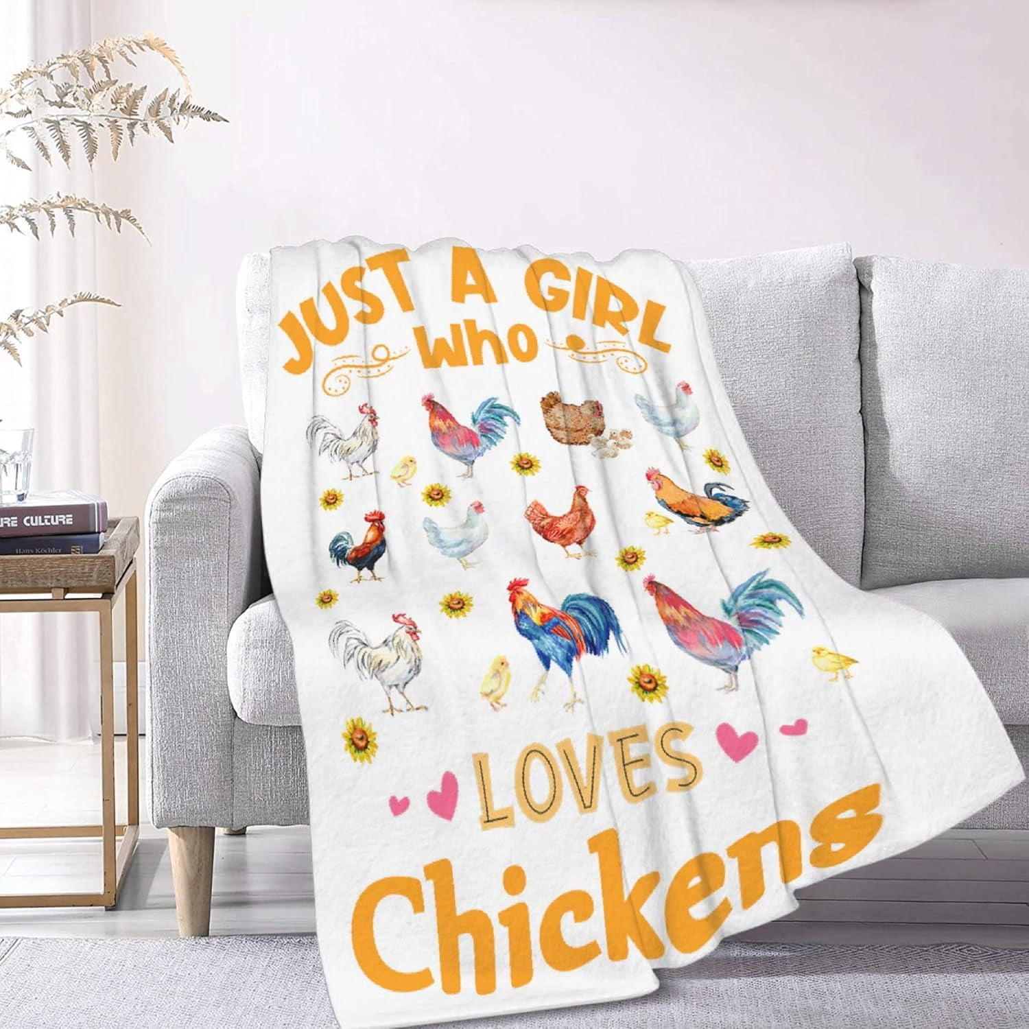 Just A Girl Who Loves Chickens Blanket Gifts Plush Fuzzy Cozy Soft Lightweight Blankets for Couch Air-Conditioning Quilts Decor Blanket for Chirstmas Gifts 80"x60" for Adults