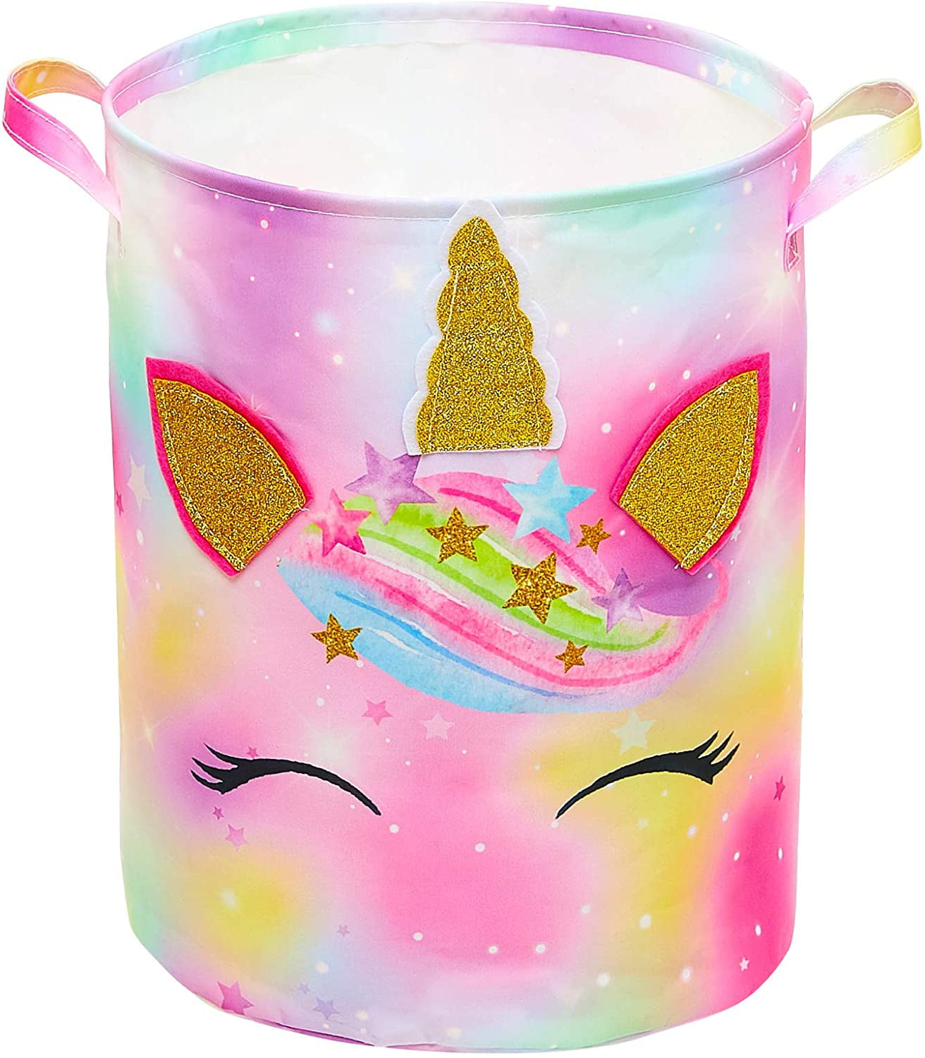 Basumee Unicorn Pop Up Laundry Hamper Large Clothes Basket with Lid and Durable Handles Collapsible Kids Toys Storage Bin Organizer for Bedroom Playroom Travel 