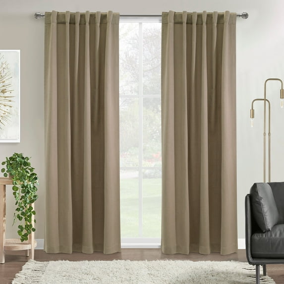 Mitchel Light Filtering Raw Silk Dual Header Curtain Panel 54" x 95" in Blush