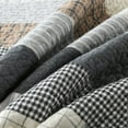 thumbnail image 5 of Bedduvit Dark Gray Queen Size Quilt, 100% Cotton Farmhouse Quilt for Queen Bed, Lightweight Patchwork Striped Plaid Bedspread, Breathable Reversible 3-Piece Coverlet Bedding Set for All Season, 98x90, 5 of 12