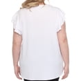 thumbnail image 3 of White Mark Ruffle Sleeve Solid Top (Women's Plus), 3 of 6