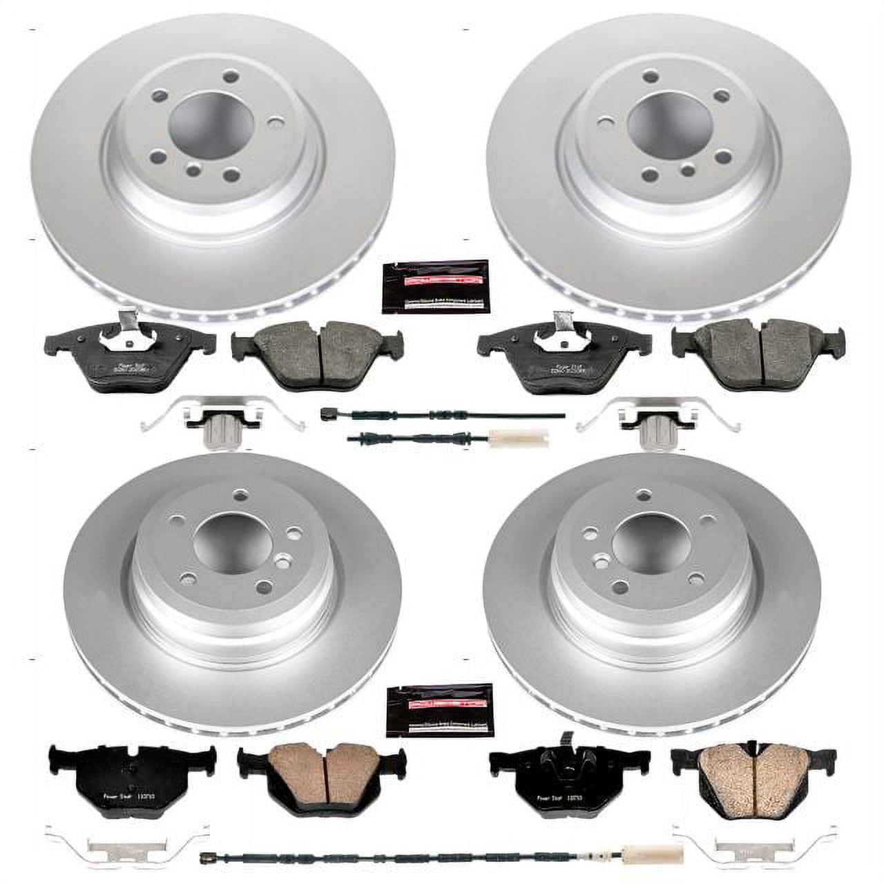 Power Stop Front and Rear Geomet Coated Brake Rotor and Pad Kit CRK7021 Fits 2014 BMW X1