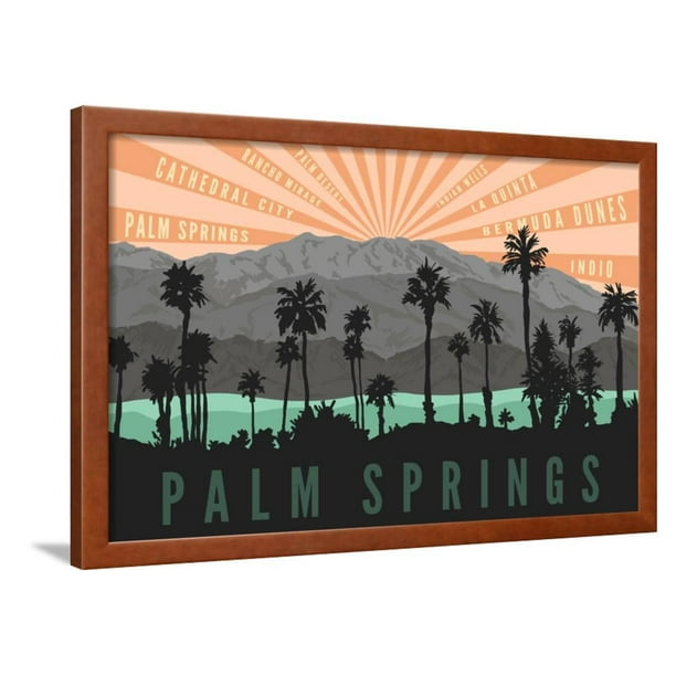 Palm Springs California Palm Trees And Mountains Vintage Style Mid Century Modern Travel Art Framed Print Wall Art By Lantern Press Walmart Com Walmart Com