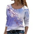 thumbnail image 1 of T-shirts à Manches Longues Col Rond pour Femmes Hauts Tunique Imprimée Florale Tendance Hauts Décontractés Amples Confortables Chandails en Molleton Blouses, 1 of 5