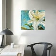 thumbnail image 4 of Nawypu  White Lily Floral Canvas Wall Art Print Abstract Flower Paintings Plant Picture Home Decor Vertical Triptych Framed Artwork for Living Room Bathroom, 4 of 5