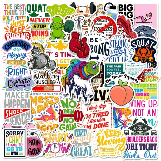 Calcomanías de vinilo impermeables Stickers Gym Motivation, 50 unidades
