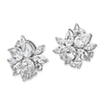 thumbnail image 2 of Auriga Fine Jewelry 925 Sterling Silver Rh-plated and Marquise-cut CZ Cluster Post Omega Back Stud Earrings for Women, 2 of 6