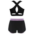thumbnail image 2 of MSemis Kids Girls 2pcs Sports Set Keyhole Cross Back Tank Tops and Shorts Set For Yoga Gymnastics Dance Light Purple 12, 2 of 4