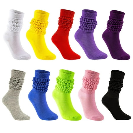 

MEGAWHEELS Slouch Socks-Women s Extra Long Slouch Socks Heavy Knitted Boot Socks Warm Cotton Scrunchie Socks for Fall Winter Women Girls (Br