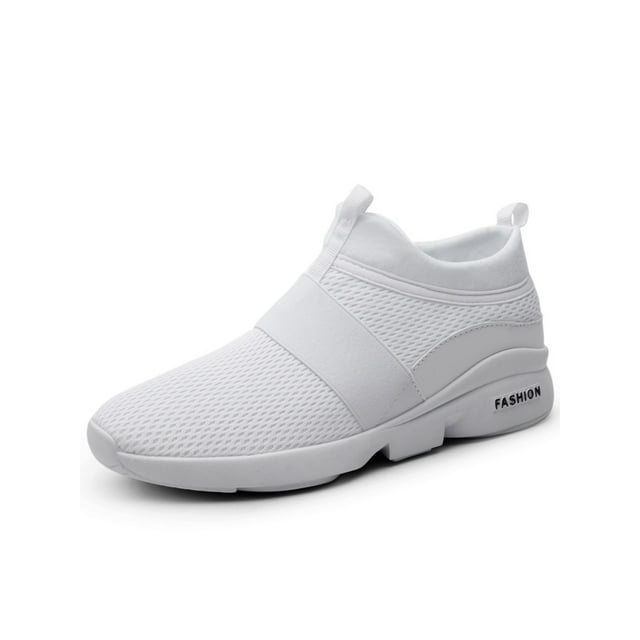 Woobling Chaussures Confortables Antidérapantes pour Hommes Chaussures de Sport Antidérapantes Bout Rond Chaussures de Marche Plates Confortables Blanches 8