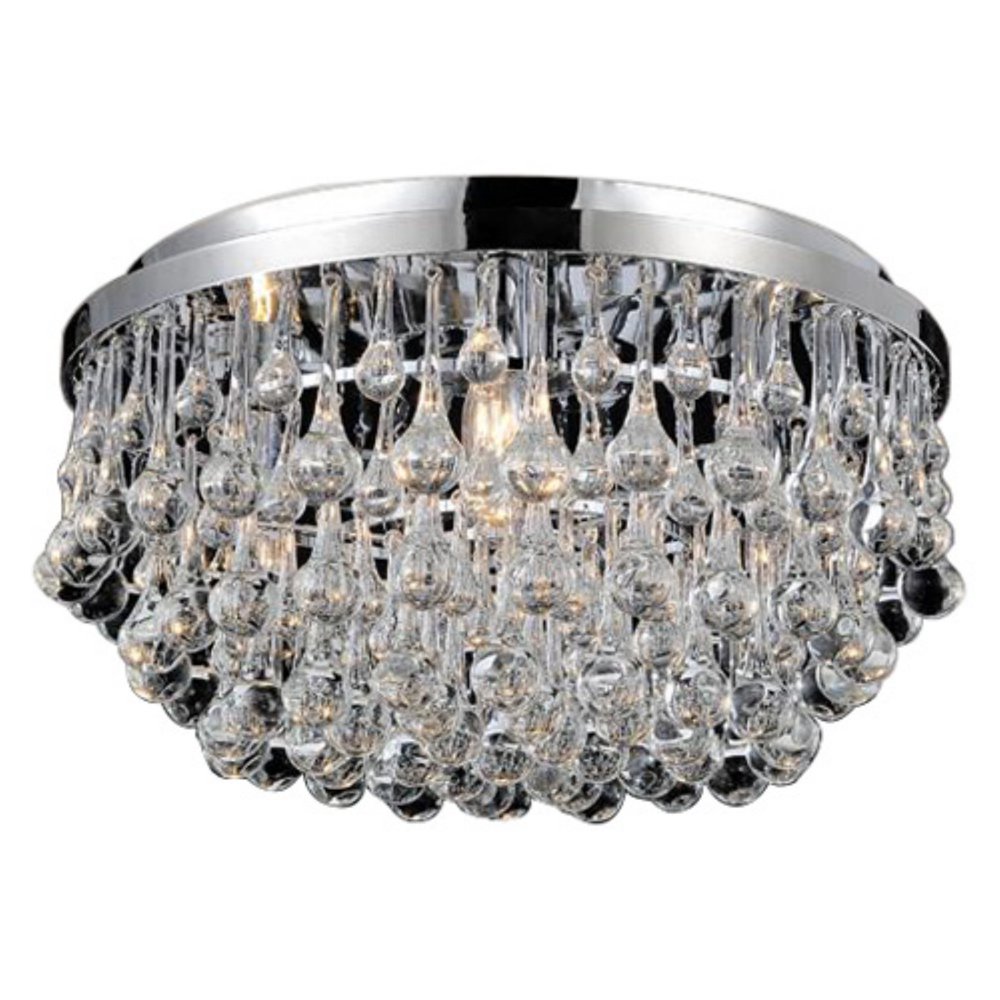 6 Light Drum Shade Flush Mount with Chrome finish