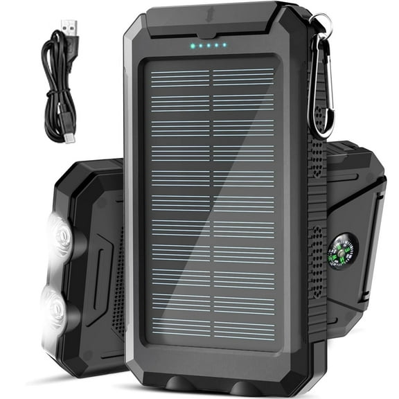 Solar Charger, 36800mAh Solar Power Bank, Waterproof External Backup Battery Power Pack with USB C Input/Output/LED Flashlights Compatible with iPhone, Samsung, iPad, Suitable for Outdoor, Camping