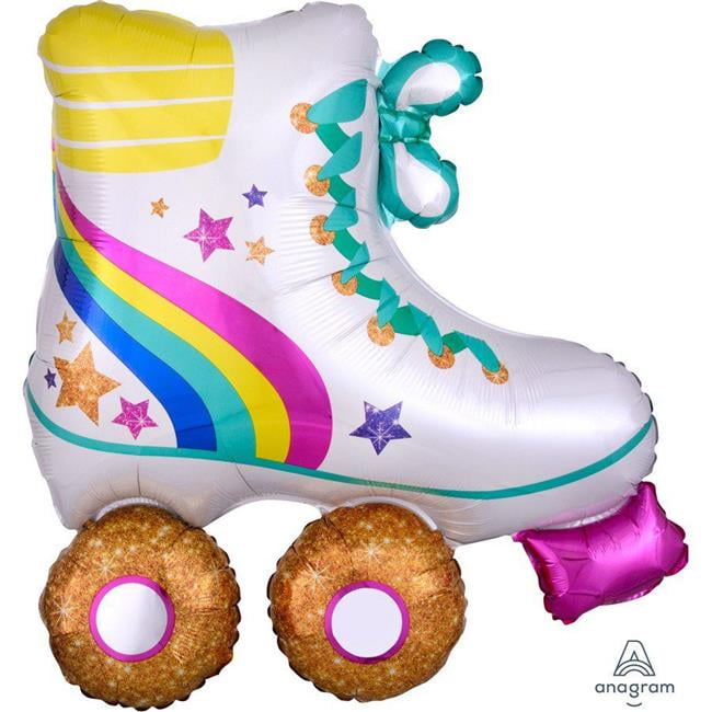 Large 23 Inch Mylar Roller Skating Balloons for 80s Hip Hop Birthday Party Decorations Boom Box Foil Balloons Rainbow Roller Skate Balloons for Retro Party Decorations Boombox Party Decorations