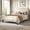 Cream White, variant on Einfach Full Size Bed Frame, Velvet Upholstered Platform Bed with Adjustable Headboard, Horizontal Channel Design, No Box Spring Needed, Pink