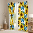thumbnail image 3 of Manfei Chic Blue Butterflies Curtains Pack of 2 (42x84 Each),Countryside Sunflower Curtains Blackout,Rustic Plant Bedroom Curtains For Girl,Super Cozy Room Decor, 3 of 6
