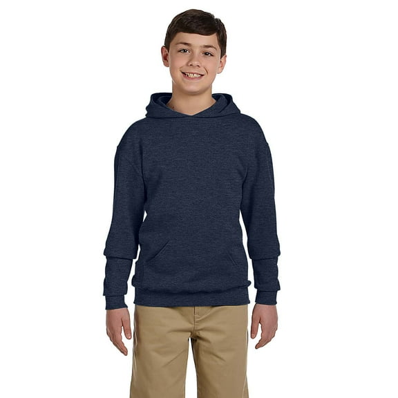 Jerzees Nublend Youth Pullover Hooded Sweatshirt , 996Y , VIN HTR NAVY , Large