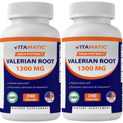 2 Pack Vitamatic Valerian Root 1300 mg 240 Capsules - A Herbal Sleep Aid total 480 capsules