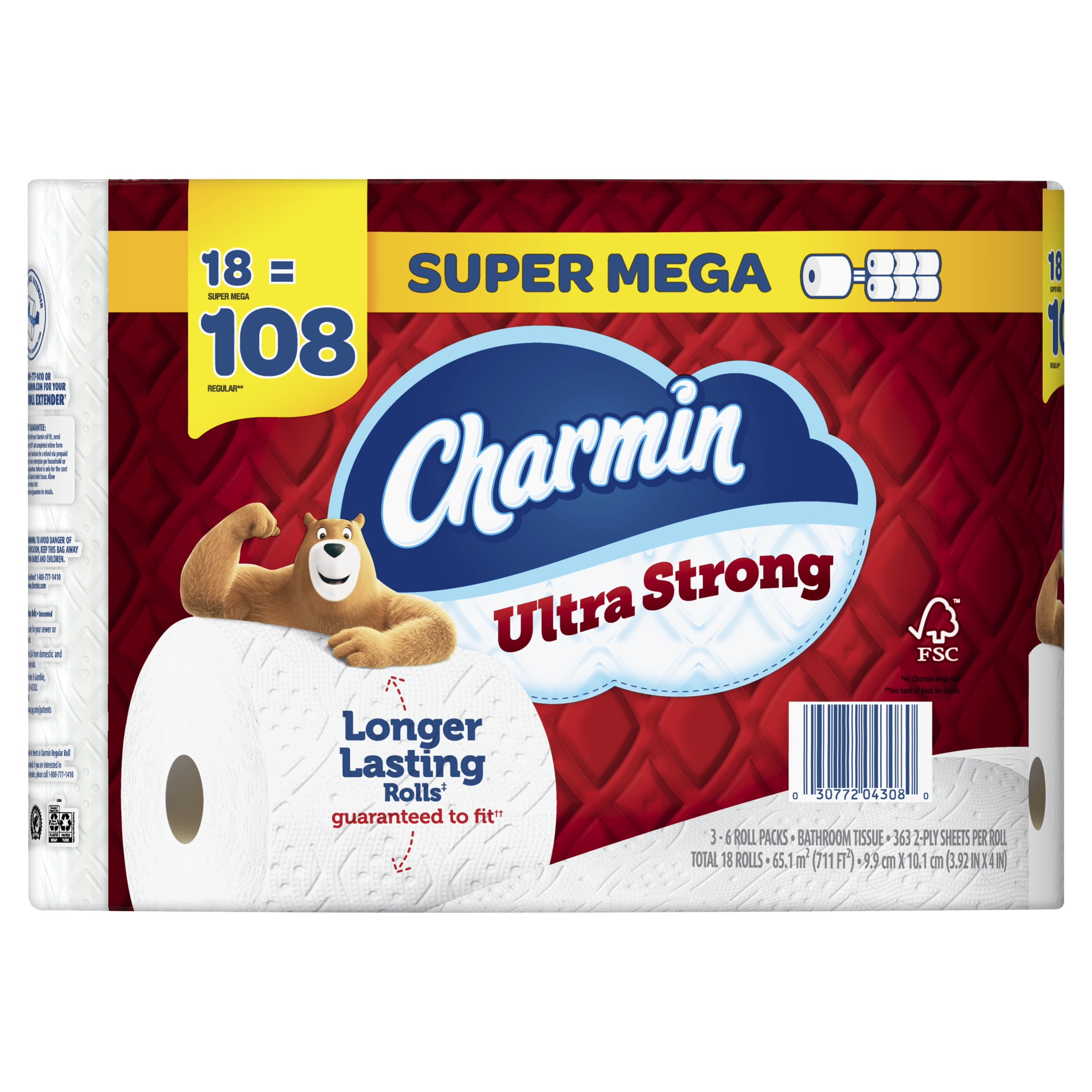 Charmin Ultra Strong Toilet Paper, 18 Super Mega Rolls