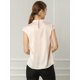 thumbnail image 5 of Allegra K Blusa de trabajo elegante con cuello en V y manga casquillo para mujer, blusa con cuello en V y cuello alto para oficina Beige L, 5 of 6