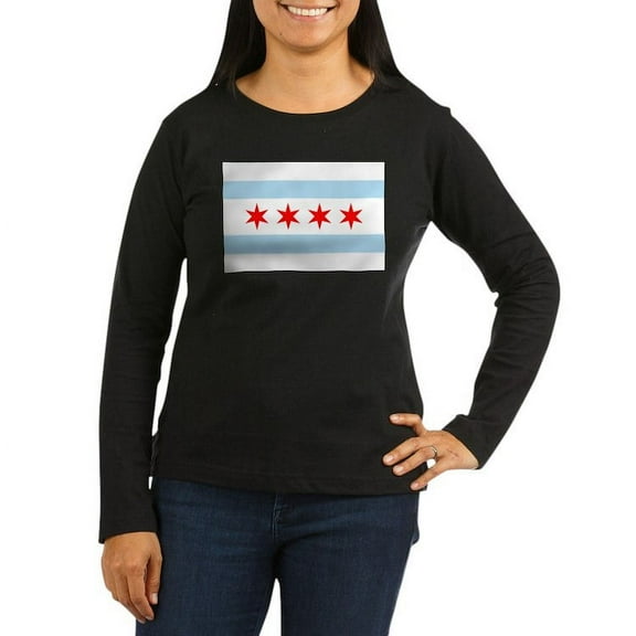 CafePress - Chicago Flag Long Sleeve T Shirt - Women's Long Sleeve Graphic Tee Casual Fit