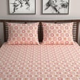 thumbnail image 3 of 100% Pure Cotton Double Bedsheet For Queen With 2 Pillow Covers - 87 X 100 Inches, Orange & White | Soft & Durable For Everyday Use & Bedroom - All Season Comfort, 3 of 4
