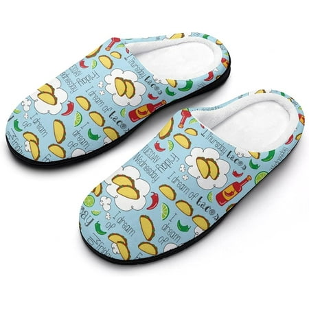 

I Dream of Tacos Mexican Fiesta Days Men s House Slippers Nonslip Soft Cotton Shoes Slip On Slippers for Indoor Outdoor