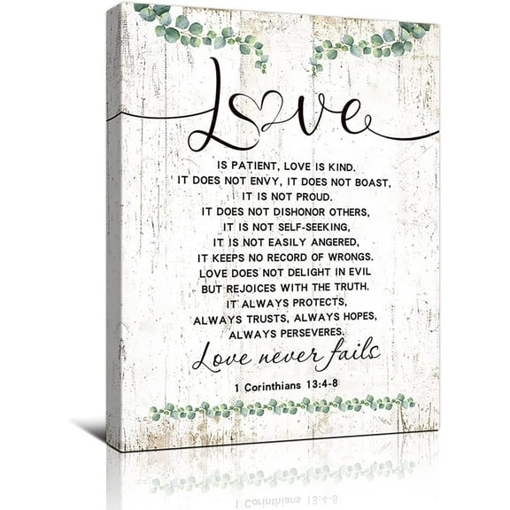 Christian Wall Art Love Is Patient Love Is Kind Wall Art Framed Inspirational Wall Art 1 Corinthians 13 Bible Verse Wall Art Decor Home Decor For Living Room Bedroom Bathroom Ready To Hang 12x16 Inch