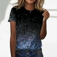 thumbnail image 2 of Plus Size Summer Clothes for Women Fashion Casual Ggradient Sequin Print Round Neck Loose T Shirt Top Ladies Workout Tees Womens Casual V Neck Shirts Long Sleeve Lingerie Top Cool Blue 2XL, 2 of 5