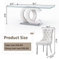 thumbnail image 4 of 5-Piece 70" Glass Dining Table Set, Tempered Glass Top with OC Shape Frame & Stainless Steel Base, 4 Velvet Chairs with Stainless Steel Legs, 4 of 7