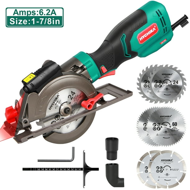 Mini Circular Saw HYCHIKA 6.2 Amp Compact circular saw with Six Blades