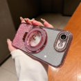 thumbnail image 6 of for iPhone 16e Case, Moving Liquid Sparkle Glitter Case with Kickstand, Women Bling Flowing Liquid Floating Rhinestones Ring Cover with Camera Lens Protector for iPhone 16e 6.1'' (Pink), 6 of 9