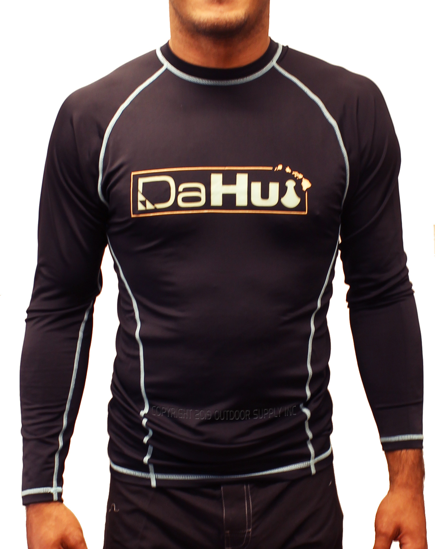 Da Hui Mens Da Hui Midnight Sessions Long Sleeve Rash Guard Water Surf ...