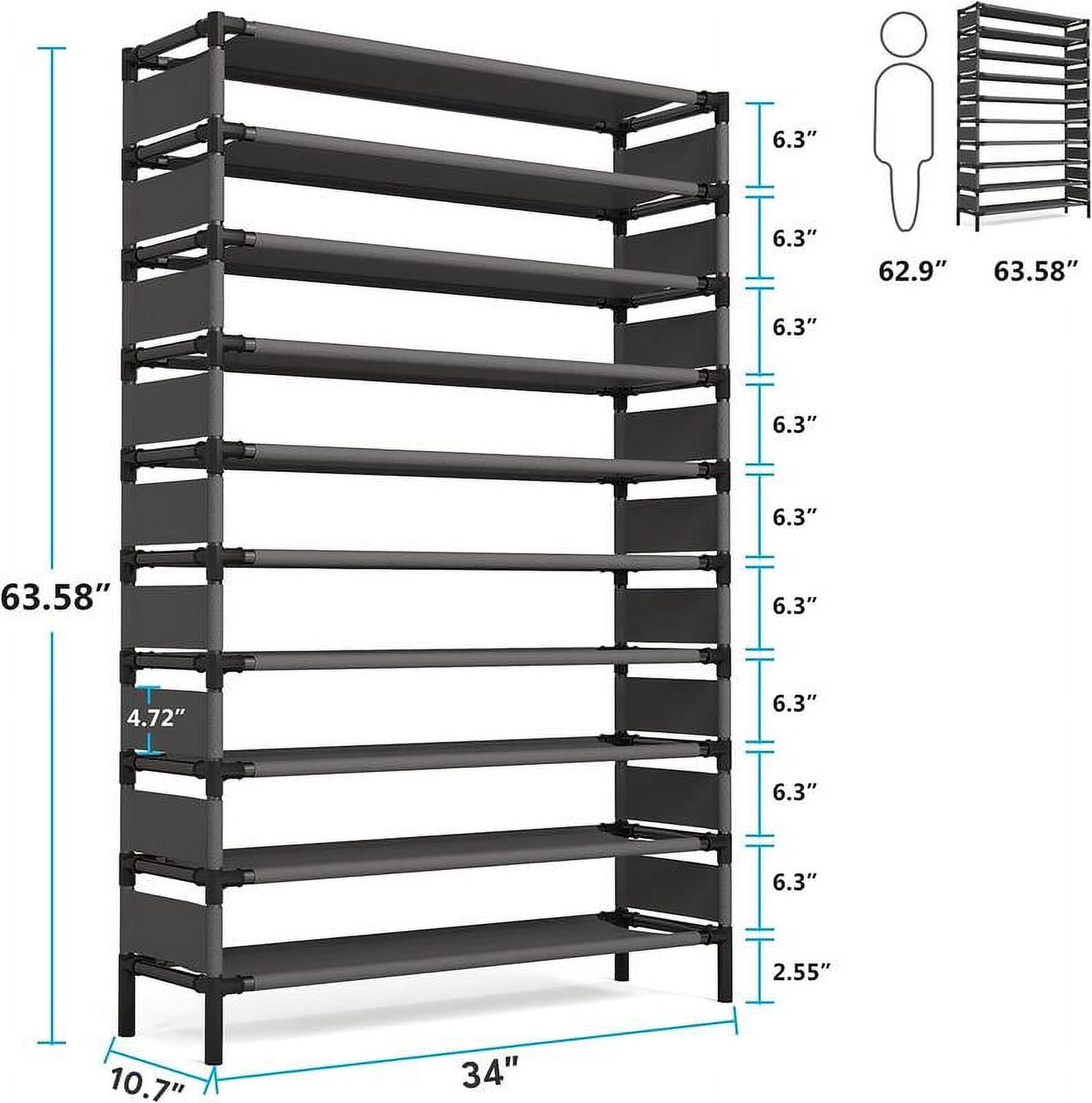 10-Tier Shoe Rack, 50 Pairs Space-Saving Shoe Storage Metal Organizer for Entryway, Bedroom, Closet, Living Room, shoe rack organizer