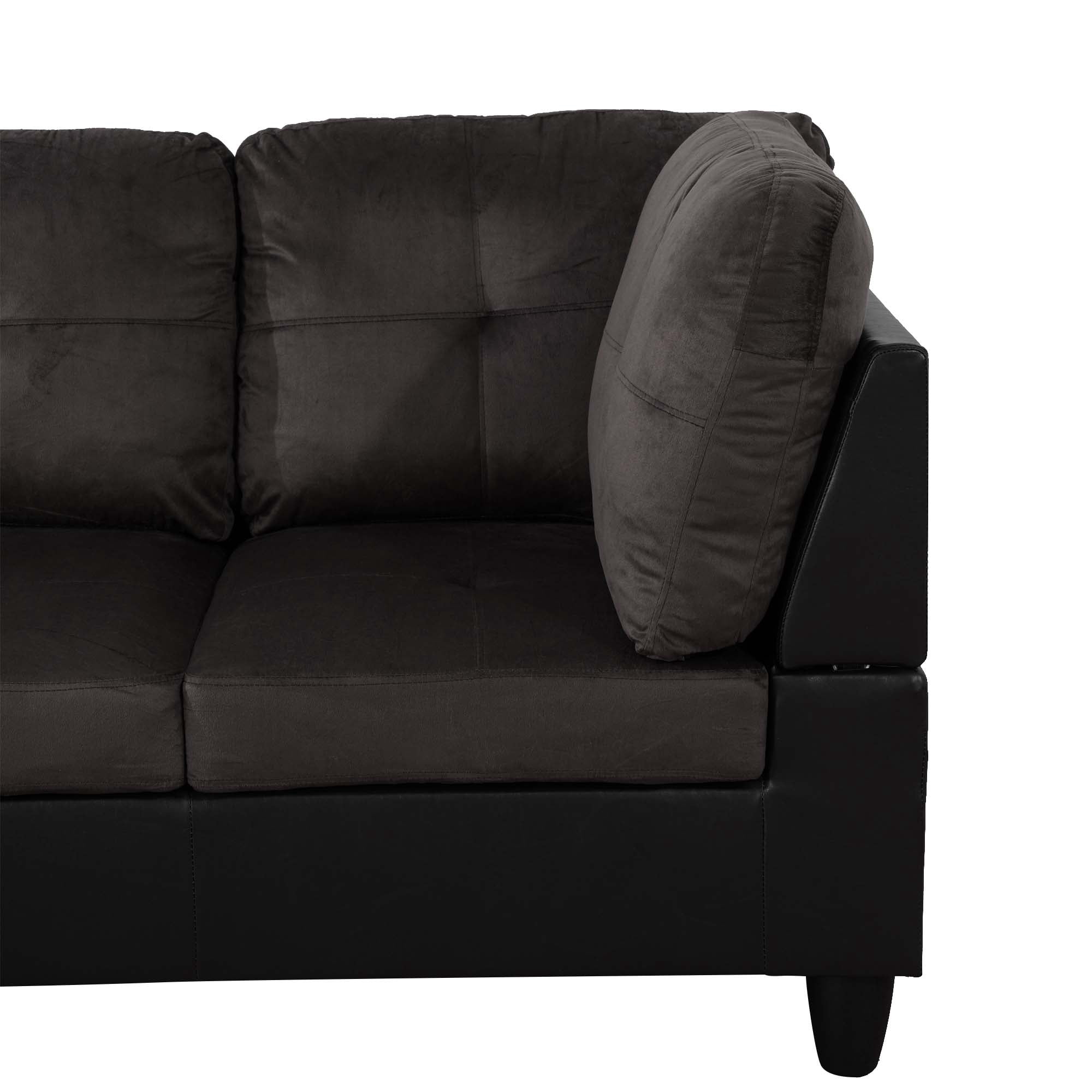 Aukfa Sectional Sofa, 3 Piece Living Room Couch with Storage Ottoman, Left Facing Chaise, Espresso