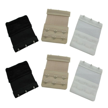 

6 Fullness Add On Bra Band Extenders- 3 Hook Style. 2 White 2 B Beige 2 Black
