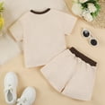 thumbnail image 5 of Baozhu Toddler Boy Summer Outfit,Short Sleeve Tops with Elastic Waist Solid Color Shorts 2 Pcs Clothes,3-24 Months, 5 of 9