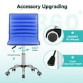 thumbnail image 3 of Furmax Leather Swivel Office Chair - Mid Back Vanity Chair for Makeup Desk, Armless Ribbed Task Chair with Ergonomic Support (Blue), 3 of 7