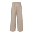 thumbnail image 4 of Army Green Palazzo Pants Women Flowy Casual High Waist Wide Leg Lounge Cruise Beach Vacation Boho Trousers with Pockets 27" 53" Inseam, 4 of 6